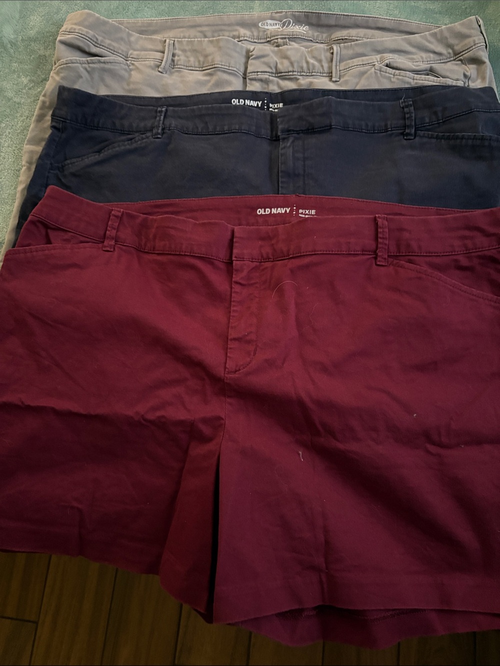 Old Navy Pixie Shorts Trio - Burgundy, Navy, Gray